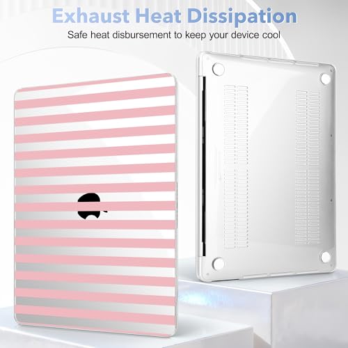 May Chen Case for MacBook Pro 13 inch M2 2023,2022,2021,2020 A2338 M1 A2251 A2289, Plastic Hard Shell Cover for MacBook Pro 13" with Touch Bar Fits Touch ID, Pink Stripes - color: Pink stripes