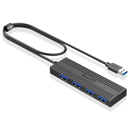 4-Port USB 3.0 Ultra-Thin Data Hub, High-Speed USB Port Expander for Laptop, MacBook, iMac, Surface Pro, XPS, Flash Drives, Mobile HDD, Printers, and More (Slim USB Hub - 4 ft)