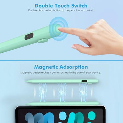Moko Universal Capacitive Stylus Pencil for Touch Screen, Green | Fast Charging, Power Display, Compatible with Apple iPad/iPhone/Samsung/Lenovo, iOS Android Tablets & All Smartphones - color: Green