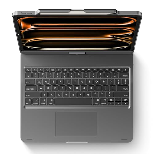 Keyboard Case for iPad Air 13 inch, Pro 13 and Pro 12.9 (6th-3rd Gen) Gary | Pekarejue 360 Rotatable, Trackpad, Backlit, Pencil Holder, Fit iPad Air 13 M4 M3 M2, M5 M4 Pro 13"/12.9" (6th 5th 4th 3rd ) - color: Space Gray, size: iPad Air/iPad Pro (13"/12.9