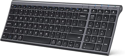 iClever BK10 Bluetooth Keyboard, Wireless Rechargeable Ultra-Slim Keyboard with Long Battery Life, Compatible with iOS, Android, Windows, Mac for iPad, Tablet, Laptop, PC, Phone (Gray Black) - color: gray black