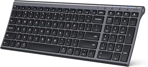iClever BK10 Bluetooth Keyboard, Wireless Rechargeable Ultra-Slim Keyboard with Long Battery Life, Compatible with iOS, Android, Windows, Mac for iPad, Tablet, Laptop, PC, Phone (Gray Black) - color: gray black