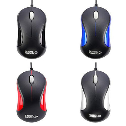 Wired Mouse,Mini Optical Computer Mouse with Ergonomic Design for Laptop, Chromebook, PC, Desktop, Mac, Notebook-Red by SOONGO - color: Red