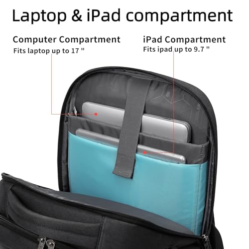 17 Inch Laptop Backpack for Travel Water Resistant College Backpack for Men/Women Laptop Bag with USB Charging Port,Black - color: Black