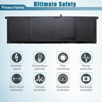 54Wh V6W33 Laptop Battery Replacement for Dell Inspiron 3510 3511 3515 5310 5410 5418 5510 5515 5630 5635 5518 5625 Latitude 3420 3520 3320 3330 Vostro 3515 3525 5620 5625 G91J0 TN70C - size: 10.7*3.22*0.22inch V6W33