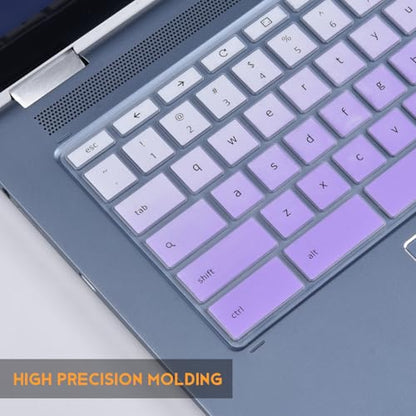 Keyboard Cover for HP 14" Chromebook 14a-na 14a-ca 14B-CA 14a-na0226nr 14a-ne0013dx 14a-na0031wm 14a-na0021nr na1043cl 14a-ca0030wm, HP Chromebook 14A G5 Keyboard Protector,Ombre Purple - color: Ombre Purple