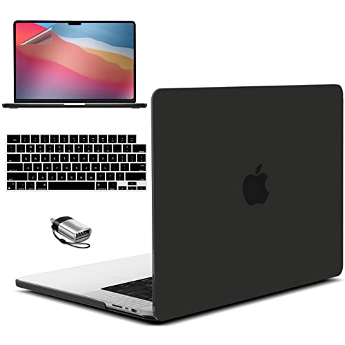 IBENZER Case for MacBook Pro 14 Inch 2026 2025 2024 2023 2022 M5 M4 M3 M2 M1 A3434 A3112 A3185 A3401 A2918 A2992 A2779 A2442 Pro/Max,Hardshell& KeyboardCover & ScreenFilm&Type-C,Black,T14BK+2TC - color: Black