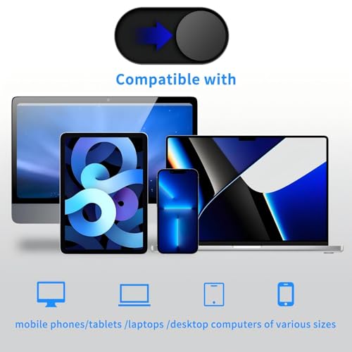 Ultra-thin magnetic sliding webcam cover, suitable for iPhone, iPad, MacBook Pro, desktop computers, mobile phones, PC accessories webcam blocker slider, excellent privacy protection - [3 Pack Black]