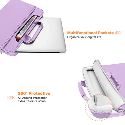 MOSISO 360 Protective Laptop Bag 15.6 inch, 15-16 inch Computer Bag | Compatible with MacBook Air 15 inch/Pro 16 inch, HP,Dell,Lenovo,Asus, Laptop Carrying Case with Strap&Handl, Light Purple - color: Light Purple, size: 16 inch