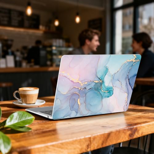 B BELK Compatible with MacBook Air 13 inch Case 2021 2020 2019 2018 M1 Chip | A2337 A2179 A1932, Plastic Hard Shell for MacBook Air 13.3 inch Case with Keyboard Cover & Screen Protector, Blue Pink Marble - color: Blue Pink Marble