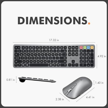 X9 Bluetooth Keyboard and Mouse Combo (Bluetooth, 2.4Ghz, USB C Wired) - Slim Wireless Rechargeable Keyboard and Mouse, Multi-Device Keyboard and Mouse for PC, Mac, Laptop, iPad, iOS, Android