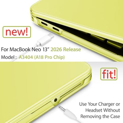May Chen for MacBook Neo 13 inch Liquid Retina Display ((2026 Release A3404), Slim & Lightweight Protective Case with Screen Protector&Keyboard Cover&Dust Plug, Crystal Citrus - color: Crystal Citrus