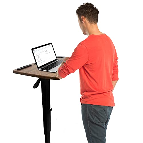 Over Bed Table Pneumatic Adjustable Height Stand Desk with Hidden Wheels USB Ports Pad Slot Mobile Laptop Standing Desk Cart, Podium Table (Walnut, 32X16 inshes) - color: Wanult