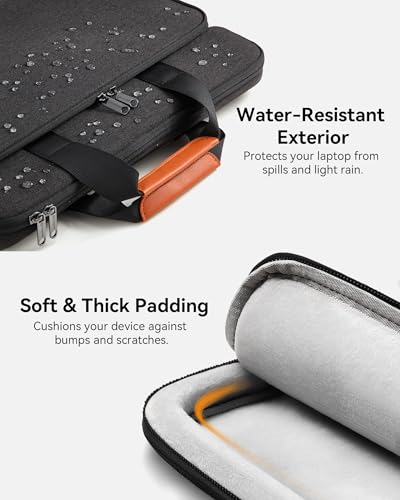 bagasin 17 17.3 18 inch Laptop Bag Carrying Case with Edge Protection | Water-Repellent Fabric Computer PC Shoulder Briefcase, Lightweight Toploader, Business Casual or School - color: Black, size: 17.3