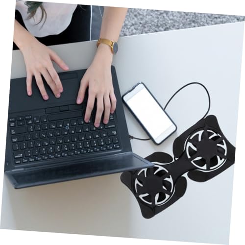 SOLUSTRE Portable Foldable Laptop Cooler USB Powered Fans Black Notebook Cooling Mat for Heat Dissipation Compact Design Protective Pads Energy-Saving Cooling