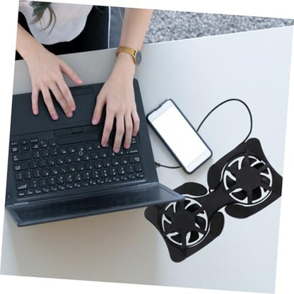 SOLUSTRE Portable Foldable Laptop Cooler USB Powered Fans Black Notebook Cooling Mat for Heat Dissipation Compact Design Protective Pads Energy-Saving Cooling