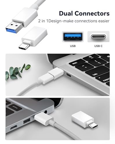 Fubiaofei SD Card Reader, 5 in 1 USB USB-C Dual Connector to SD/TF/CF/Micro SD/XD/MS Multi Memory Card Reader OTG Adapter -Compatible with Windows/Mac/Linux/Android, Plug & Play - size: 5 Slots for (USBC+A)