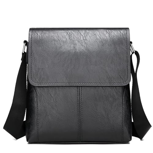 PORT&LOTUS Messager Bags for Men Small Men's Shoulder Bag for Men PU Leather Crossbody Purses for Men - color: D Black Small Size