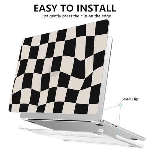 AKIT for MacBook Air 13 inch Case M5 M4 M3 M2 2026-2022, Black Checkboard | A3449 A3240 A3113 A2681, Funny Pattern Hard Shell Laptop Case+Screen Protector+Keyboard Cover for MacBook Air 13.6 inch - color: Black Checkboard