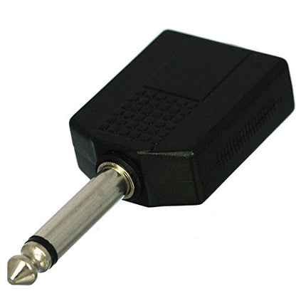 CESS 6.35mm 1/4 Inch TS Male to Dual TS Female Splitter Adapter, 2 Pack