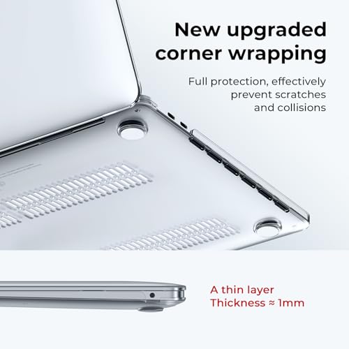 EooCoo Case for MacBook Air 13 inch M1 2020-2018, Crystal Clear | Crystal Hard Shell Scratch Resistant Protective Cover, Lightweight, Ultra Thin and Transparent, Easy Snap-On - color: Crystal Clear, size: Air 13.3-inch