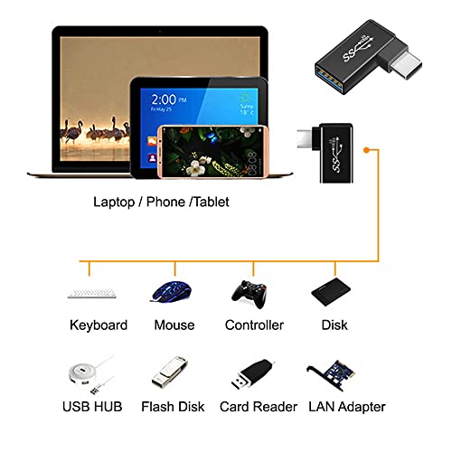 USB-C Type-C to USB 3.0 Female OTG Adapter Right Angled 90 Degree for Laptop Cell Phone - style: Right Angled