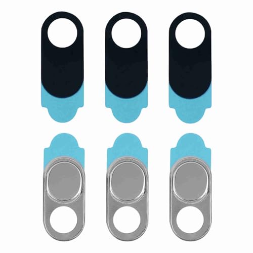 3-Pack Metal Webcam Cover Stickers Silver Slider Camera Blocker fit for Smartphone Tablet Laptop PC Slim Secure Adhesive - color: Silver