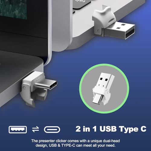 QUI Presenter Clicker USB A&C Bundle | Pen-Shaped White & Remote-Shaped Black