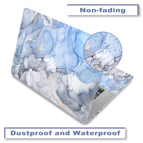 Laptop Decal Sticker Skin Cover, 11.6”12" 13" 13.3" 14" 15" 15.4" 15.6 inch Laptop Netbook Vinyl Skin Sticker Cover Art Notebook PC Protector (2 Wrist Pad Included), Removable Reusable, Blue Marble - color: Blue Marble