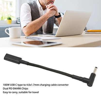 USB C Female to 4.0x1.7mm DC Male Adapter 100W PD Chip for Laptop Charging Cord for Dell HP Lenovo, Braided Cable Power Connector for Monitor Docking Station