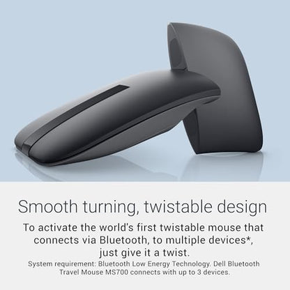 Dell Bluetooth Travel Mouse MS700, 4000 DPI, 2 Buttons | Bluetooth 5.0 LE, Touch Scroll, Swift Pair, AAA Batteries Included, 3 Year Advanced Exchange, Black - color: Black