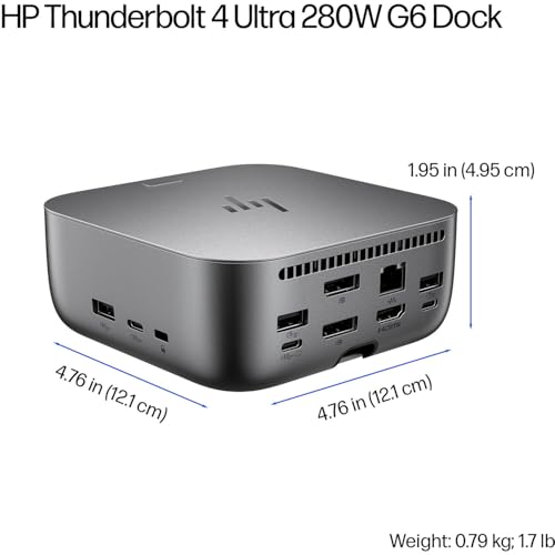 HP 280W Thunderbolt 4 Ultra Dock Port Replicator Bundle w/DKZ Hub (Universal Thunderbolt/USB-C Docking Station, Single Cable for Charging, Data Transfers to Any Brand Laptop)