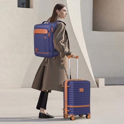 Joyway Expandable Carry on Luggage Sets Airline Approved, Lightweight Hard Shell 20 Inch Carry-on Suitcase with Spinner Wheels - color: Navy, size: Carry on luggage