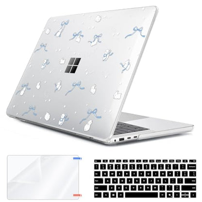 Case for 2024 Microsoft Surface Laptop 13.8 inch Touchscreen (7th Edition) Model: 2036, Protective Plastic Hard Shell Case + Keyboard Cover + Screen Protector + Webcam Cover, Bunny - color: Bunny
