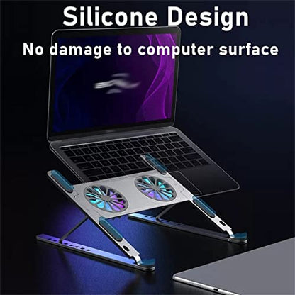 Aluminum Adjustable Laptop Stand for Tablet Notebook Cooling Fan Pad Portable Base - color: E