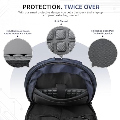 Small Inch Laptop Backpack, Expandable with USB Port, Water-Resistant for Work, College and Travel, Blue - color: Blue