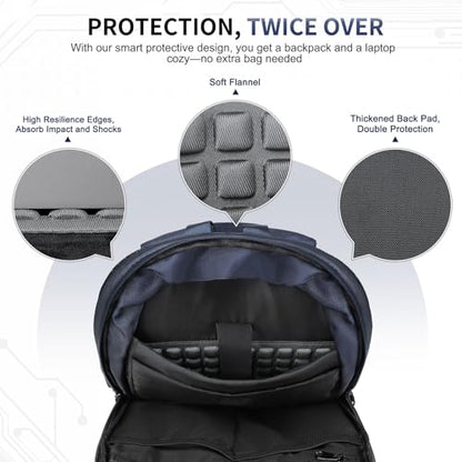 Small Inch Laptop Backpack, Expandable with USB Port, Water-Resistant for Work, College and Travel, Blue - color: Blue