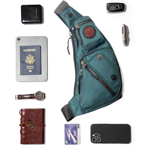 NICGID Sling Bag Chest Shoulder Backpack Crossbody Daypack for Men Women | Travel Outdoor Hiking Concealed Carry Fishing Fanny Tool Small Casual - color: Dark Green-2620n