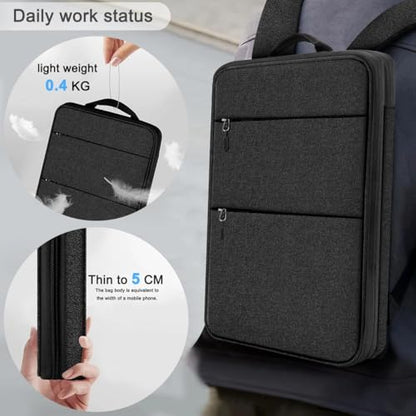 Travel Laptop Backpack with Small Case for 15-16 inch Notebooks, Slim & Expandable Computer Bag for College Business Commute for Men and Women,Black - color: Black