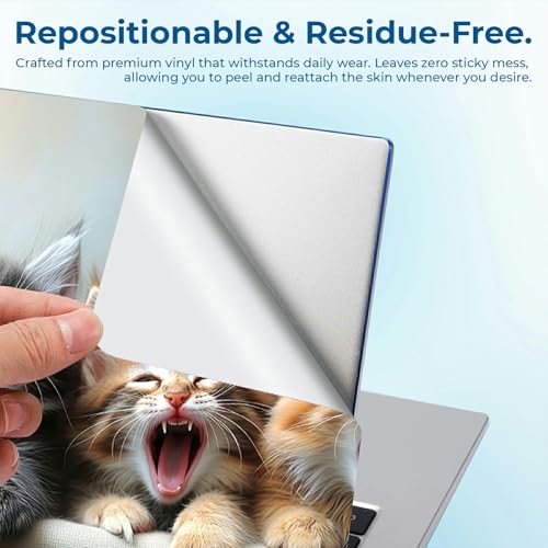Reusable Universal Laptop Skin Sticker, Cut to Fit for 11.6–15.6 Inch Laptops, Waterproof Protective Film, No-Residue - Happy Kittens - color: Happy Kittens