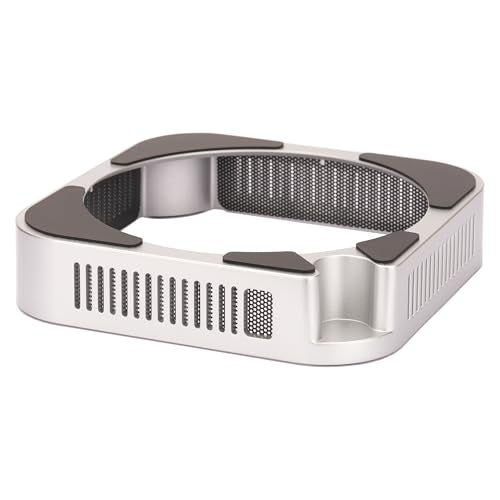 M4 M5 Mac mini Stand, Silver Holder for Mac mini 2024-2026 with Ventilation Heat Dissipation Cooling, Desk Mount Accessories with Anti-Slip Silicone and Dust-Proof Nets - color: Silver for Mac Mini 2024-2028