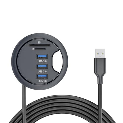 USB 3.0 Hub SD TF 3 Port USB 60mm Desk Grommet Splitter Dock Station Micro-SD Card Reader for Desktop PC Desk - style: 3-USB3.0+SDTF