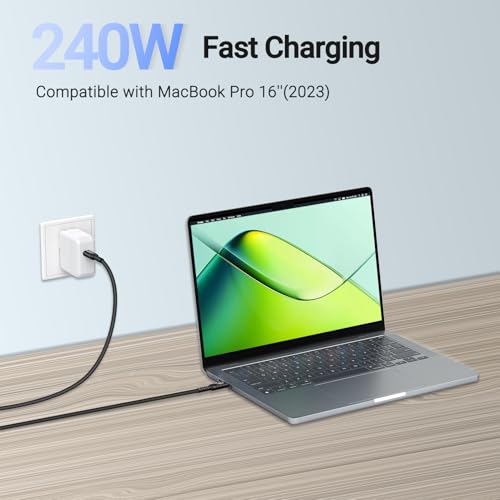 240W USB c to USB C Cable(3.3ft,2packs) 48V5A Fast Charging USB Cable | usb c to c cable，usb PD 4.0 charging cord Compatible with iPhone 17/16 Pro Max, MacBook,eGPU Docking GaN SSD - size: 3.3ft