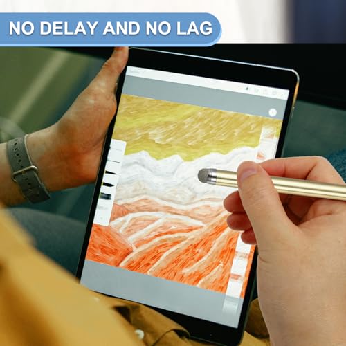 PATIKIL 2 Pcs Screen Capacitive Pen with Spring Rope Fixing Dock High Sensitivity for Mobile Phone Car Navigation GPS POS Tablet Laptop, Orange - color: Orange