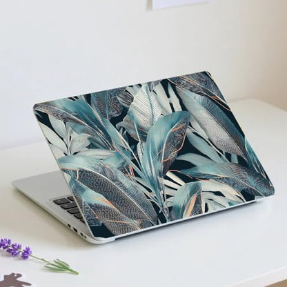 PLIGREAT 15 Inches Tropical Leaves Laptop Decal Sticker Skin Cover, 3D Leaves Pattern Laptop Skin Stickers Fits 12" to 15" Laptops Universal Waterproof Removable Notebook Art Protector, Blue Grey - color: Blue Grey
