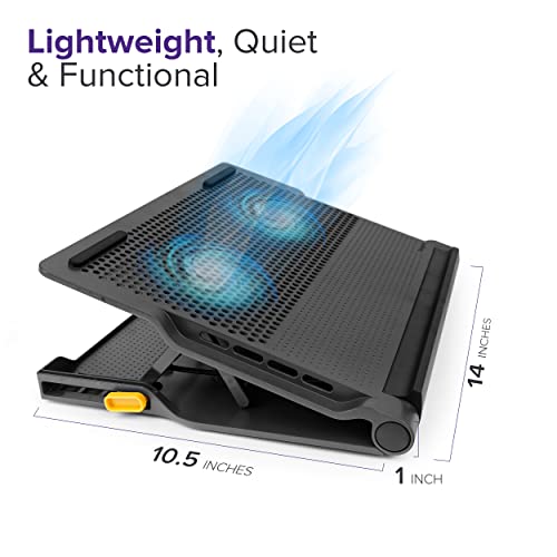 Targus 17" Dual Fan Laptop Chill Mat Plus, Ergonomic Cooling Pad, Heat Protection, 4-Port USB Hub Laptop Fan, (AWE81US) - style: 4-Port