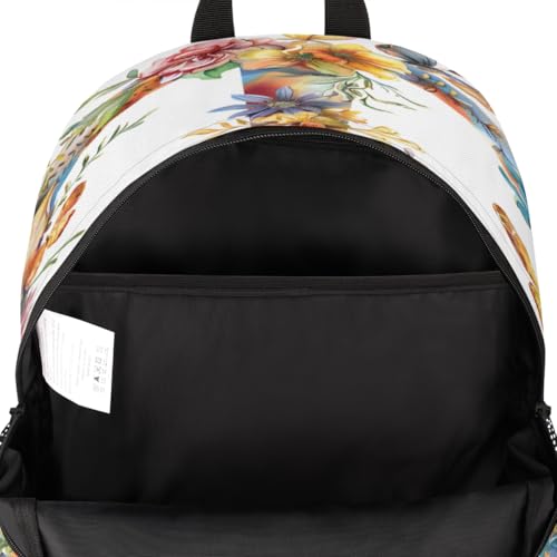 Hippie Flowers Laptop Backpack for Women Men, 18.3 Inch Travel Work Backpacks, Peace Sign Waterproof Computer Casual Daypack Nurse Teacher Bags - color: Multicolor 13