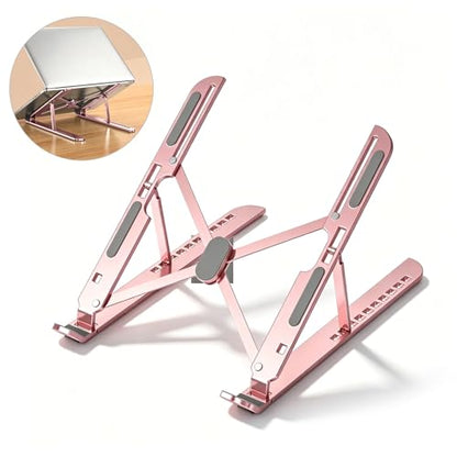 Foldables Laptop Stand for Desk- Adjustable Ergonomic Laptop Riser, Laptops Holder Tablet Keyboard Stand for Office Home (Pink) - color: Pink