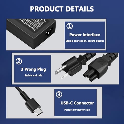20V 3.25A 65W USB C Laptop Charger for HP, Compatible with HP Laptop Charger EliteBook 830 835 840 845 860 865 640 650, for Spectre x360, Pavilion, Envy, Chromebook Power Cord Adapter Supply