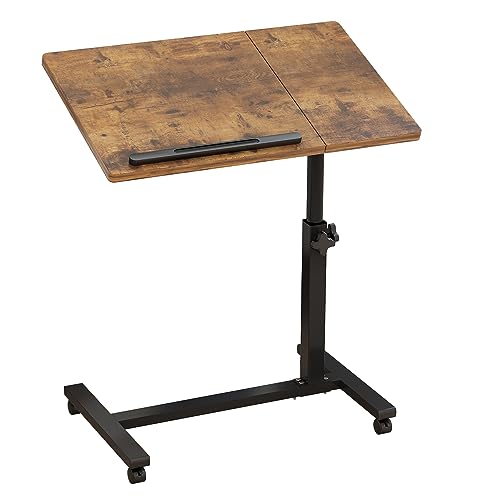 TigerDad Adjustable Overbed Table with Wheels, Rolling Laptop Bed Desk for Home Hospital Use, Height & Tilt Adjustable Mobile Table for Eating, Working, Reading in Bed or Sofa